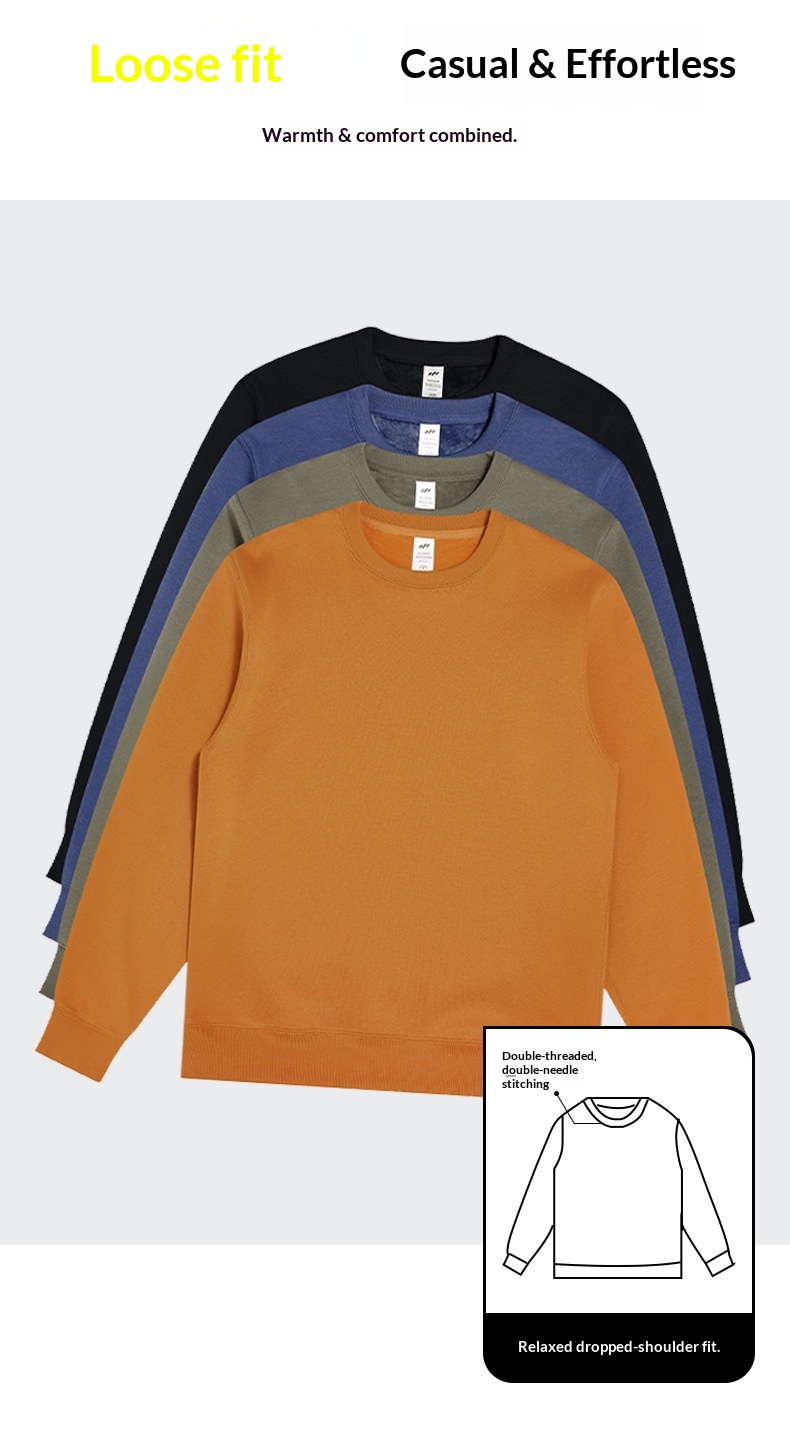 Tricot pour garçon, motif oiseau jaune | Sweat-shirt épais doublé polaire Silver Fox 400 g pour homme, col rond ample, couleur unie_voghion.com