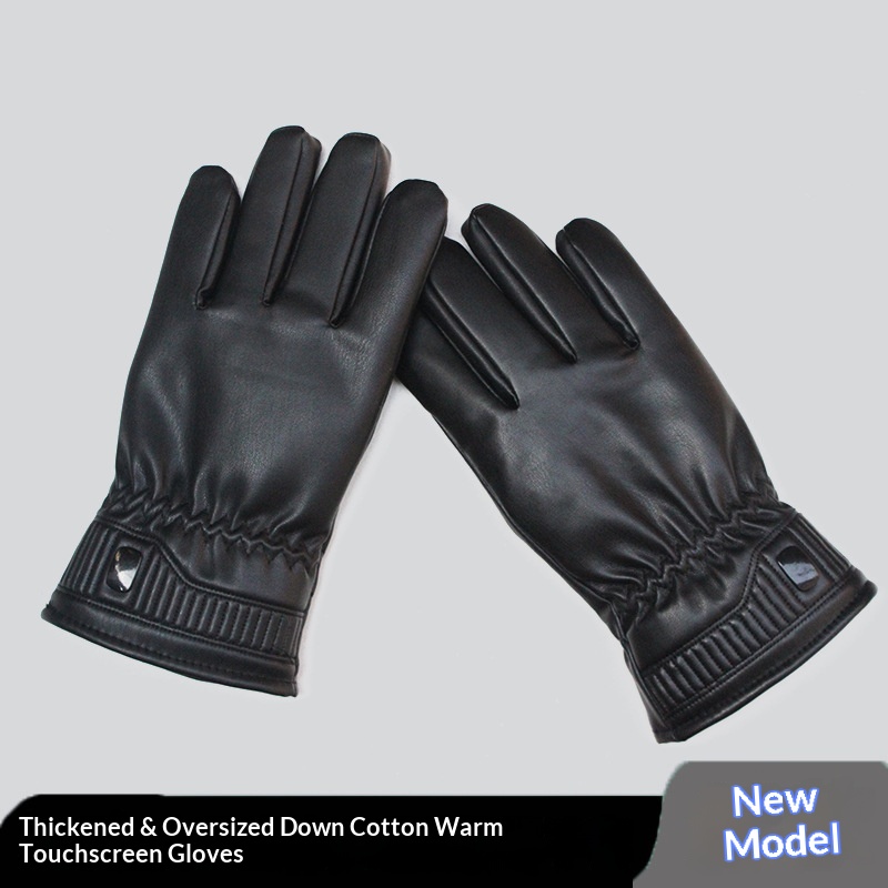 boy Boy Boy Autumn Winter New Down Cotton Leather Men Touch Screen Windproof Fleece Lined Thickened Motorcycle Driving Warm Ski_voghion.com