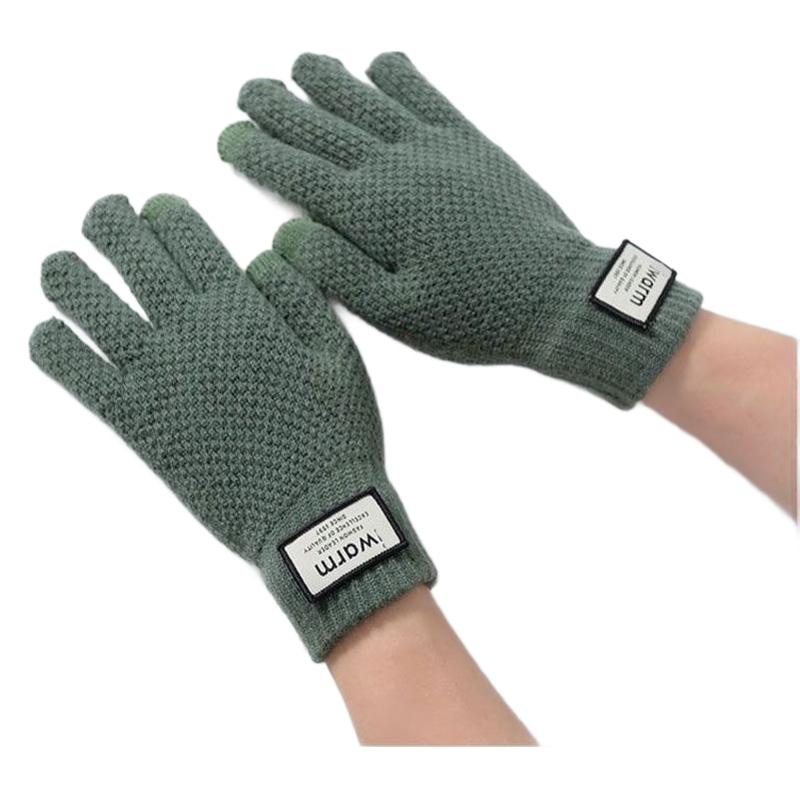 Herren Winterhandschuhe aus Wolle mit Touchscreen-Funktion, gefüttert mit Fleece, dick und warm, modisch und vielseitig, ideal zum Autofahren, Radfahren und für Outdoor-Aktivitäten._voghion.com