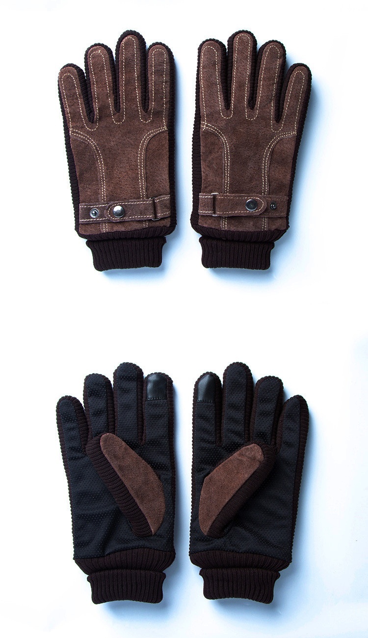 Guanti invernali da sci e equitazione caldi da uomo in vera pelle, foderati in pile, spessi, antifreddo, impermeabili, touchscreen, per esterni_voghion.com