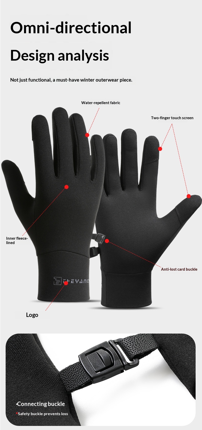 Herren Q363 Winterhandschuhe für Outdoor-Sportarten, dünn mit Fleece gefüttert, für Radfahren, Touchscreen, kältebeständig, wasserabweisend, kältebeständig, wasserabweisend_voghion.com