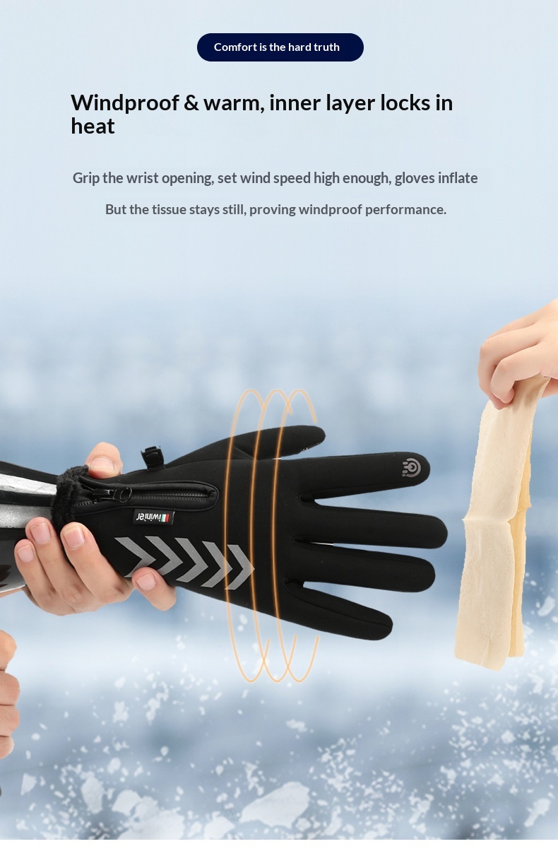 Herren-Handschuhe aus dickem Fleece, warm, winddicht, kalt und wasserdicht, ideal für Fahrer, Lieferfahrer und Radfahrer. Herbst/Winter_voghion.com