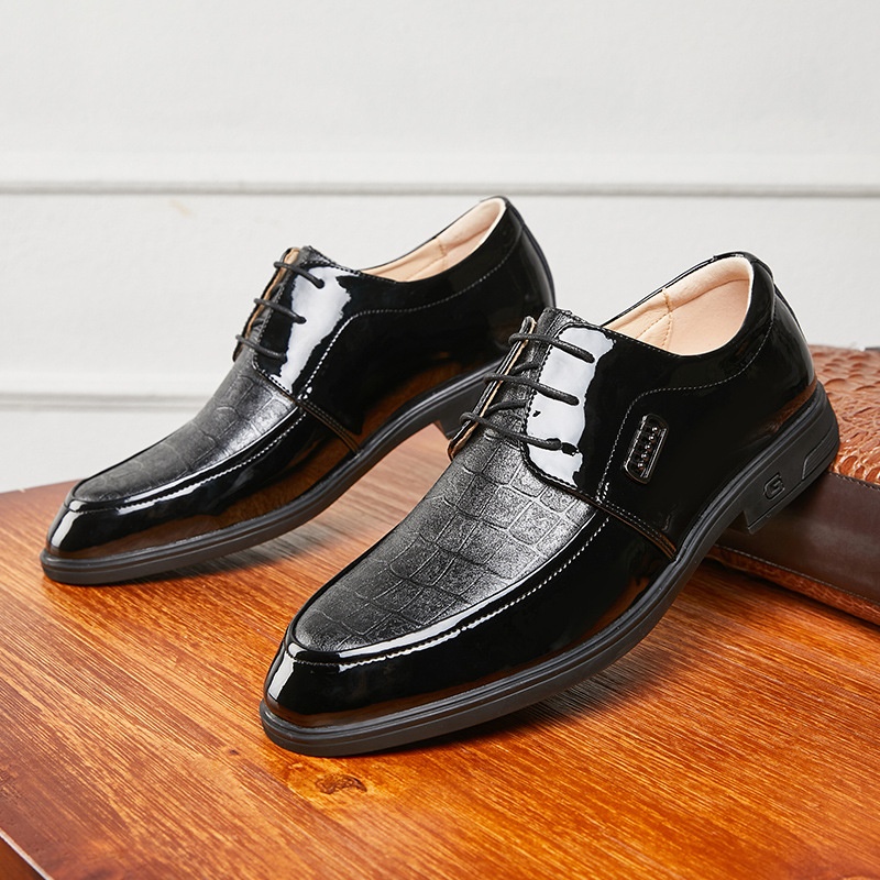Voyage Printemps Été Nouvelles Affaires Formelles Décontractées Semelle souple Derby britannique à lacets Chaussures de mariage pour hommes en cuir_voghion.com