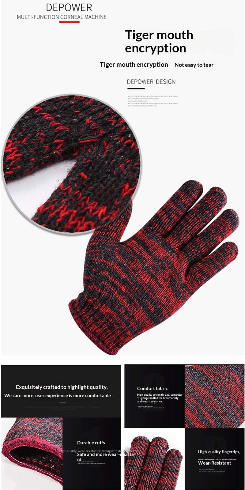 Guanti da lavoro in filato di cotone per uomo, taglia unica, resistenti e spessi, all'ingrosso, invernali_voghion.com