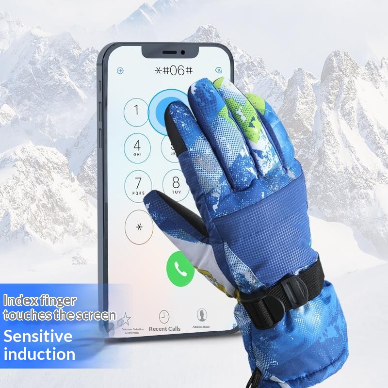 boy Boy Boy Winter Couple Ski Men Outdoor Cycling Waterproof Women Fleece Lined Warm Cold-Proof Five-Finger Touchscreen N07 Gloves_voghion.com