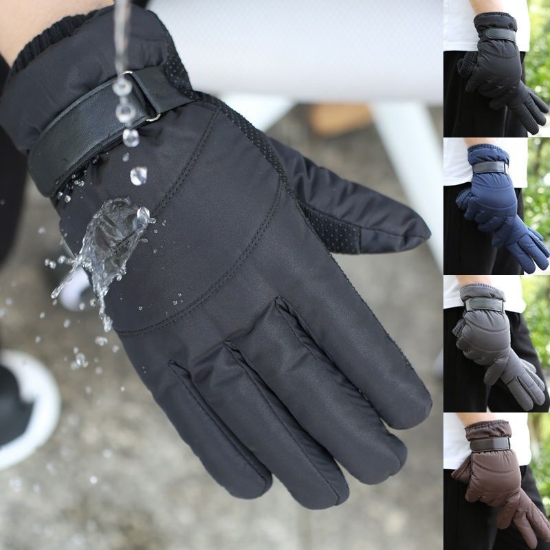 boy Boy Boy Down Cotton Winter Warm Motorcycle Riding Waterproof Cold-proof Fleece-lined Thickened Outdoor Ski Gloves Men_voghion.com