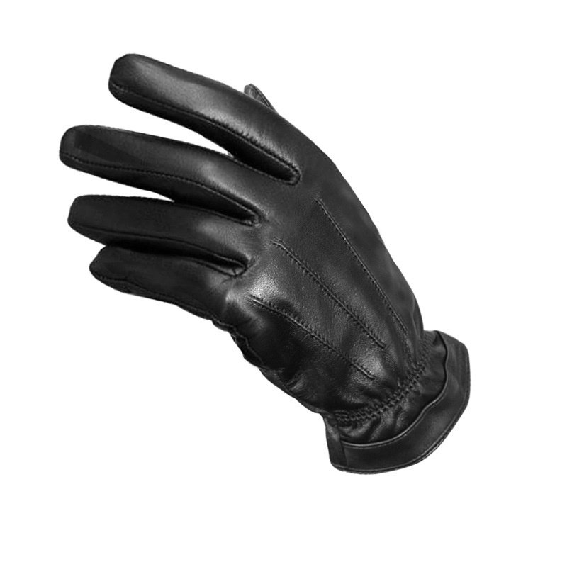 boy Boy Boy Cold Region Winter Men's School Uniform Leather Gloves With Fleece Lining, Warm Sheepskin Gloves, Black Genuine Leather,_voghion.com