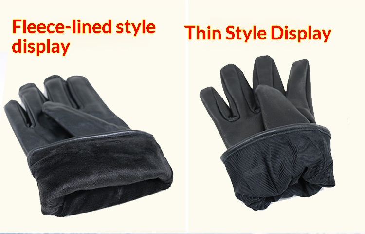 boy Boy Boy Cold Region Winter Men's School Uniform Leather Gloves With Fleece Lining, Warm Sheepskin Gloves, Black Genuine Leather,_voghion.com