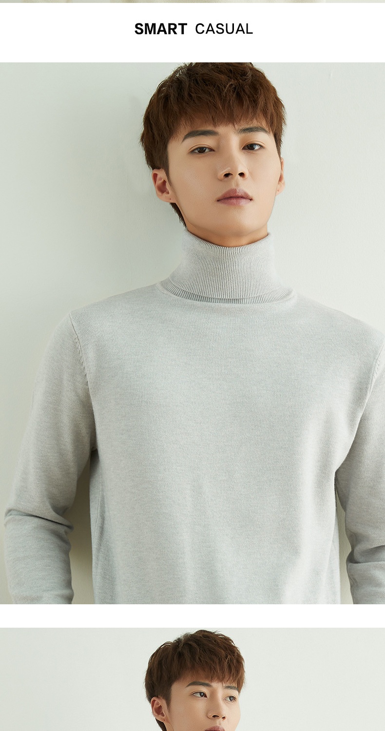 ragazzo Ragazzo Ragazzo Ragazzo 2025 Autunno Inverno Nuovo Uomo Dolcevita Spesso Casual Tinta Unita Maglia Base Maglione Largo Maglione_voghion.com