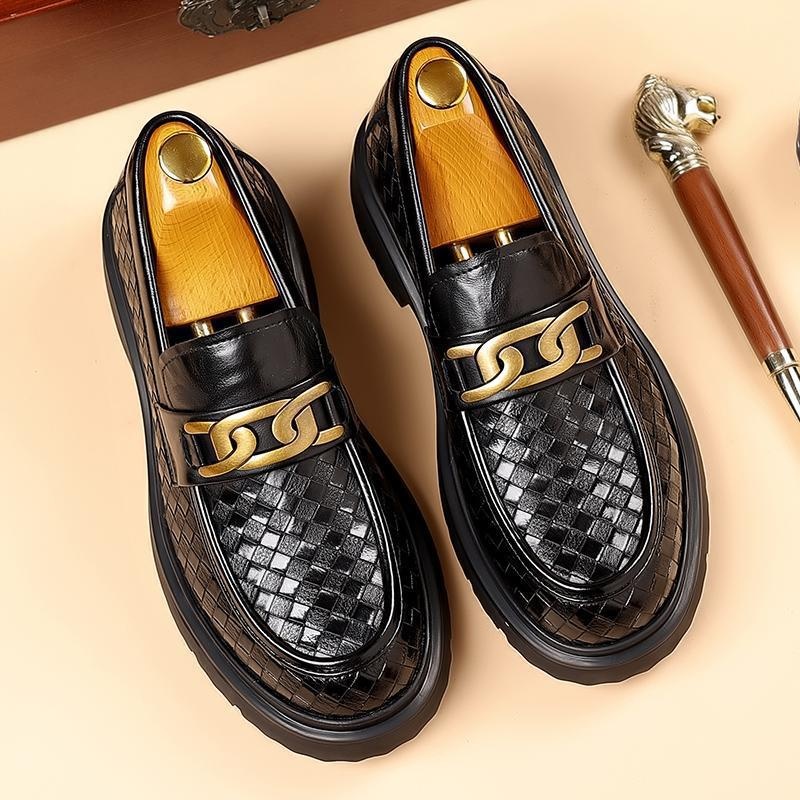 Mocassini da uomo Voyage, casual, in pelle intrecciata, slip-on, primaverili, per giovani, stile derby, con suola spessa_voghion.com