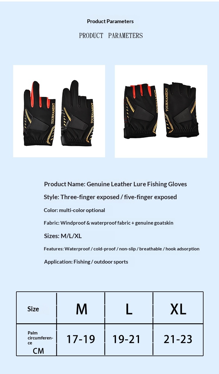 Herrenhandschuhe aus echtem Leder, warm, dreifingrig, wasserdicht, ideal zum Angeln, Fitness und für Outdoor-Aktivitäten._voghion.com