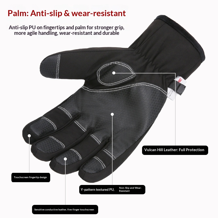 Boy Herren-Skihandschuhe, kältebeständig, Touchscreen-kompatibel, warm, 3M Thinsulate™-Fleece, antibakteriell, reflektierend, Nachtsicht_voghion.com