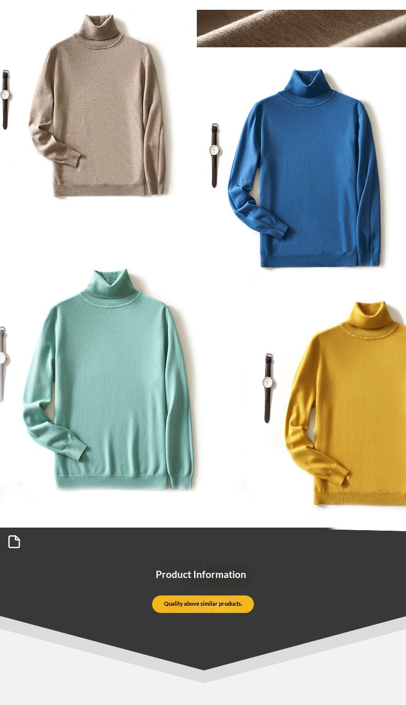 ragazzo Ragazzo Ragazzo Ragazzo 2025 Autunno Inverno Nuovo Uomo Dolcevita Spesso Casual Tinta Unita Maglia Base Maglione Largo Maglione_voghion.com