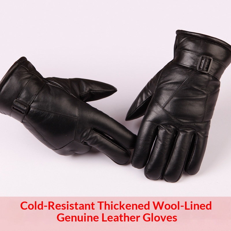 Guanti da moto invernali caldi da uomo, in pelle, spessi, in lana, antivento, in cotone freddo_voghion.com