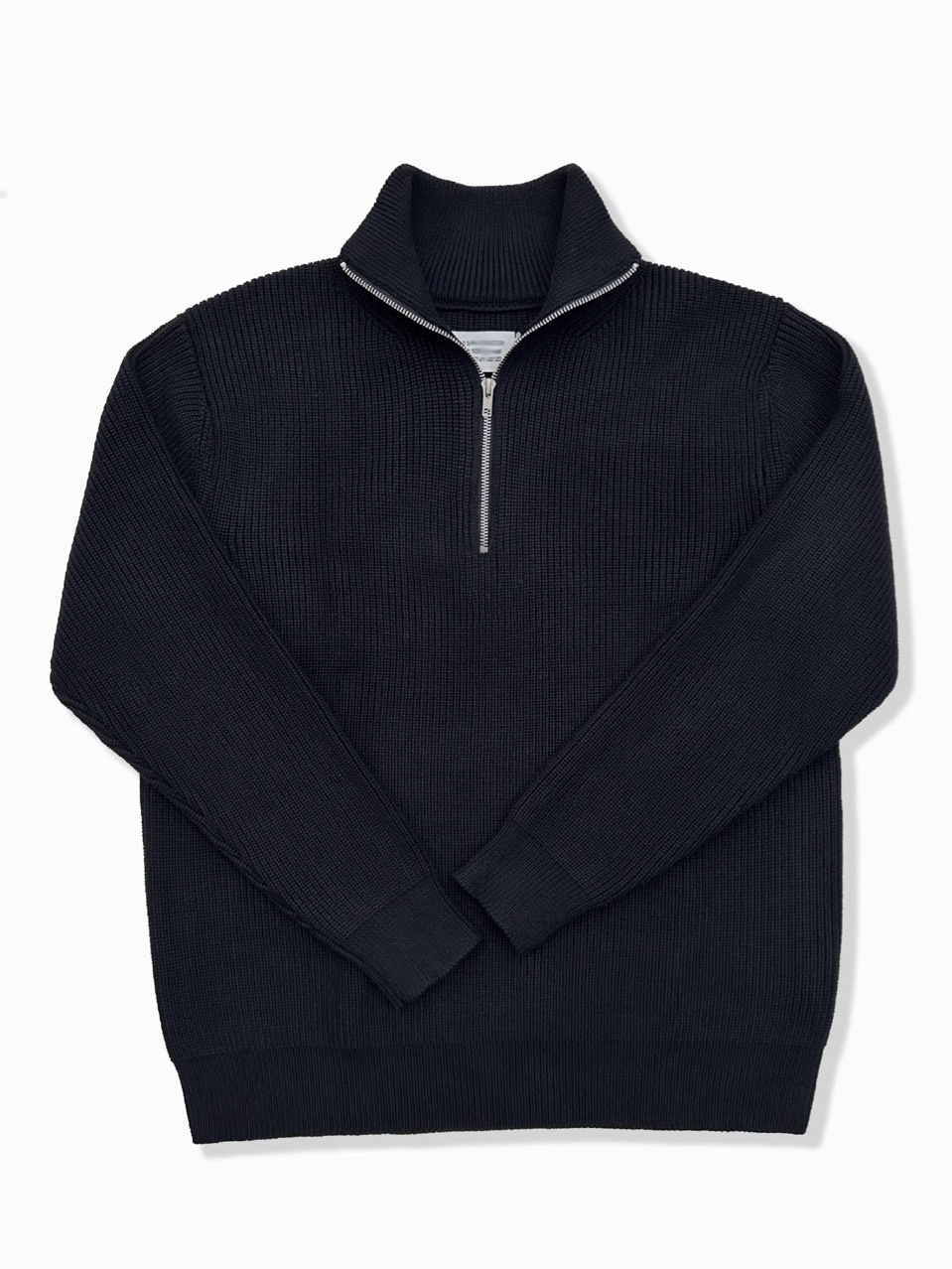 boy Boy Boy Square Neck Half-Zip Turtleneck Sweater Wool Blend Loose Lazy Style Knit Top Unisex_voghion.com