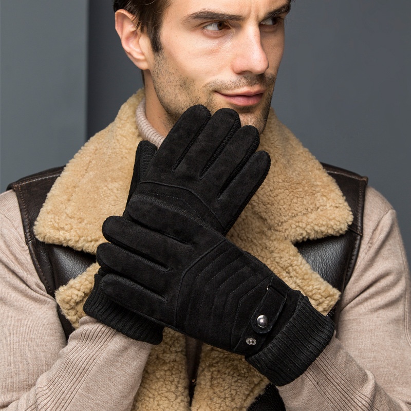 Guanti da motociclista invernali da uomo in vera pelle di maiale, resistenti al freddo, con touchscreen, foderati in pile spesso e caldi_voghion.com