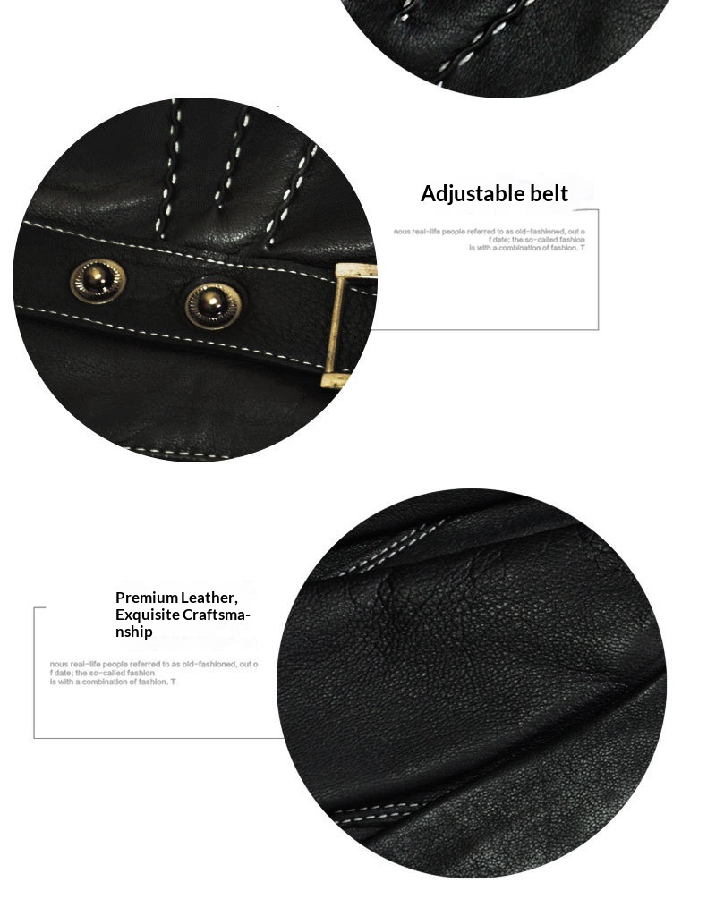 boy Boy Boy First Layer Sheepskin Warm Black In Stock Wool Lining Fingerless Solid Color Cross-Border Exclusive Adult Gloves_voghion.com