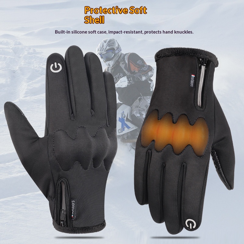 boy Boy Boy Men's Autumn And Winter Fleece-Lined Thickened Cycling Gloves, Cold-Proof, Warm, Touchscreen, Non-Slip, Windproof,_voghion.com