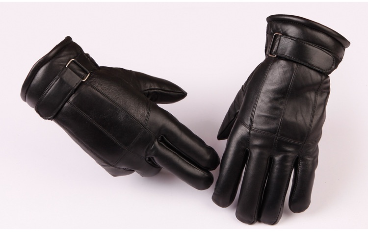 Guanti da moto invernali caldi da uomo, in pelle, spessi, in lana, antivento, in cotone freddo_voghion.com