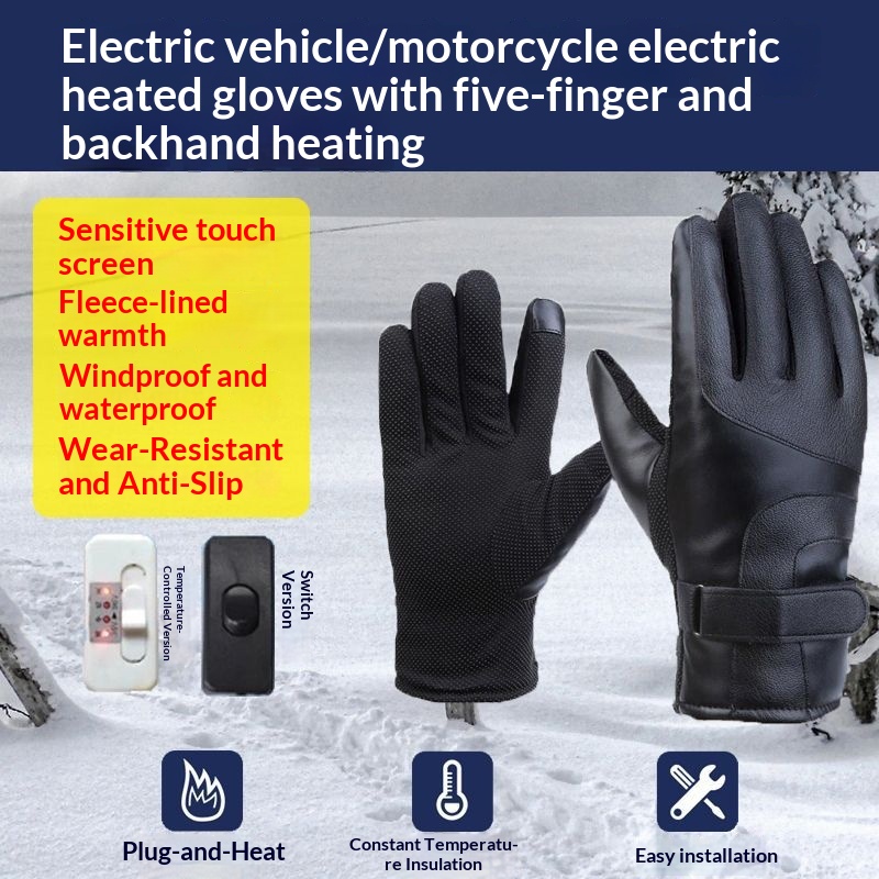garçon Garçon Garçon Véhicule électrique Moto Recharge Gants chauffants auto-chauffants Chauffe-mains Housses de guidon Conduite Chaud Hiver M_voghion.com