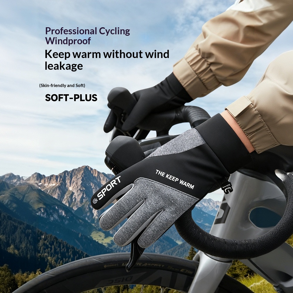 boy Boy Boy Winter For Men And Women 2025 New Fleece-Lined Thickened Cycling Electric Bike Cold-Proof Windproof Cotton Gloves_voghion.com