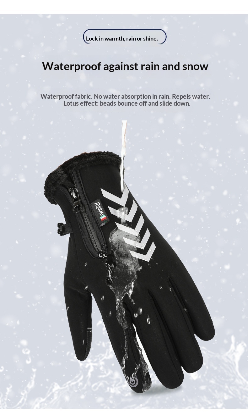 Herren-Handschuhe aus dickem Fleece, warm, winddicht, kalt und wasserdicht, ideal für Fahrer, Lieferfahrer und Radfahrer. Herbst/Winter_voghion.com