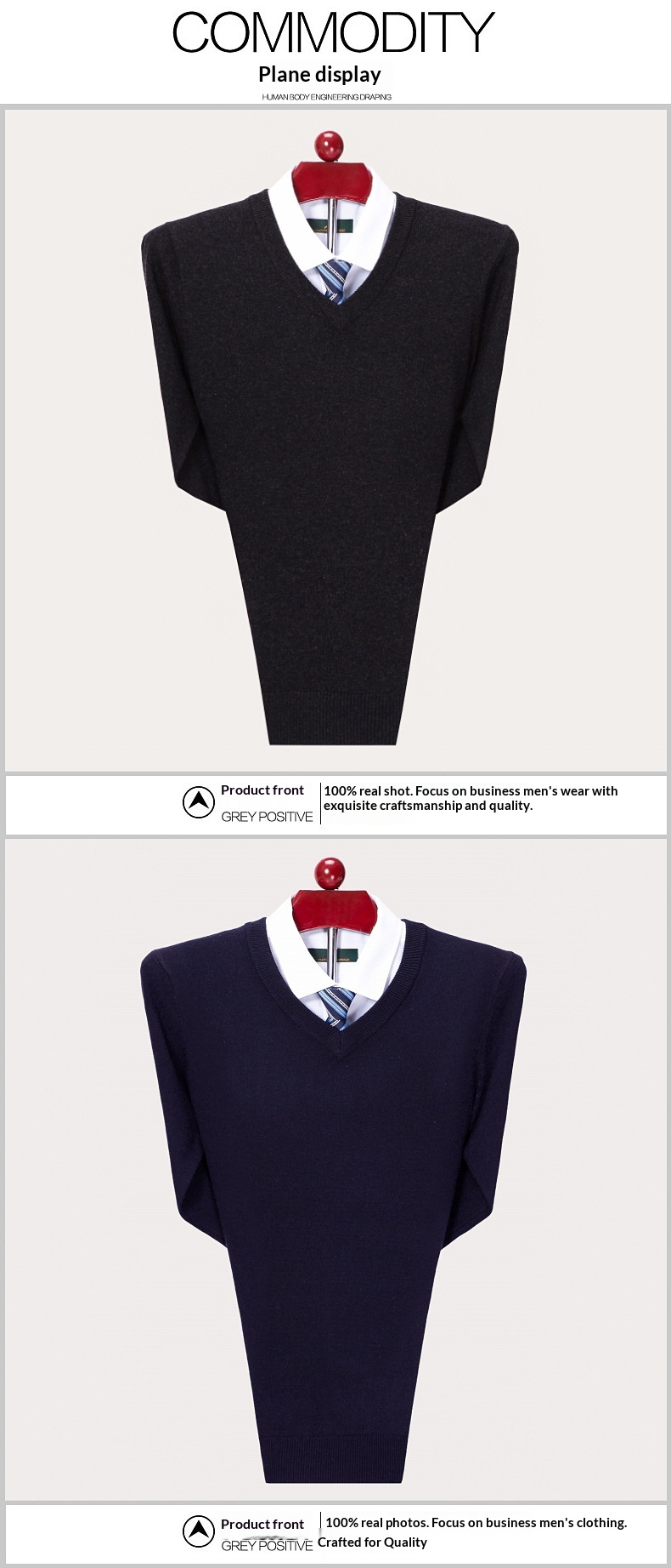 Maglione invernale in lana per uomo di mezza età, versatile, classico, con scollo a V, tinta unita, da uomo Boy Boy 2024_voghion.com