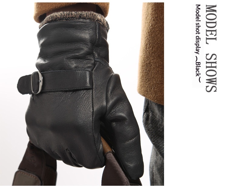 boy Boy Boy Genuine Leather Cowhide Winter Gloves Men Fingerless Driving Riding Fleece Lined Warm_voghion.com
