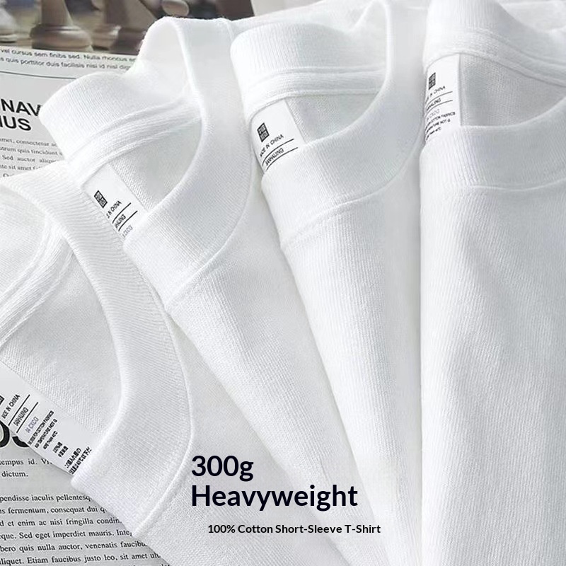 ragazzo Ragazzo Maglietta da lavoro in puro cotone pesante da 300 g, uniforme da uomo, pubblicità, corta, stampata all'ingrosso, tinta unita, mezza manica_voghion.com