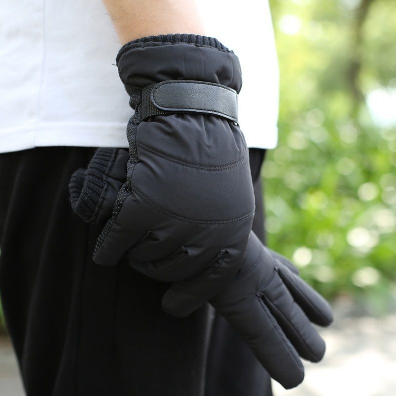 boy Boy Boy Down Cotton Winter Warm Motorcycle Riding Waterproof Cold-proof Fleece-lined Thickened Outdoor Ski Gloves Men_voghion.com