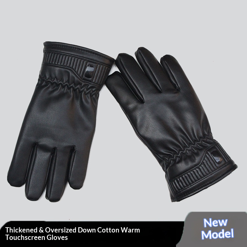 boy Boy Boy Autumn Winter New Down Cotton Leather Men Touch Screen Windproof Fleece Lined Thickened Motorcycle Driving Warm Ski_voghion.com