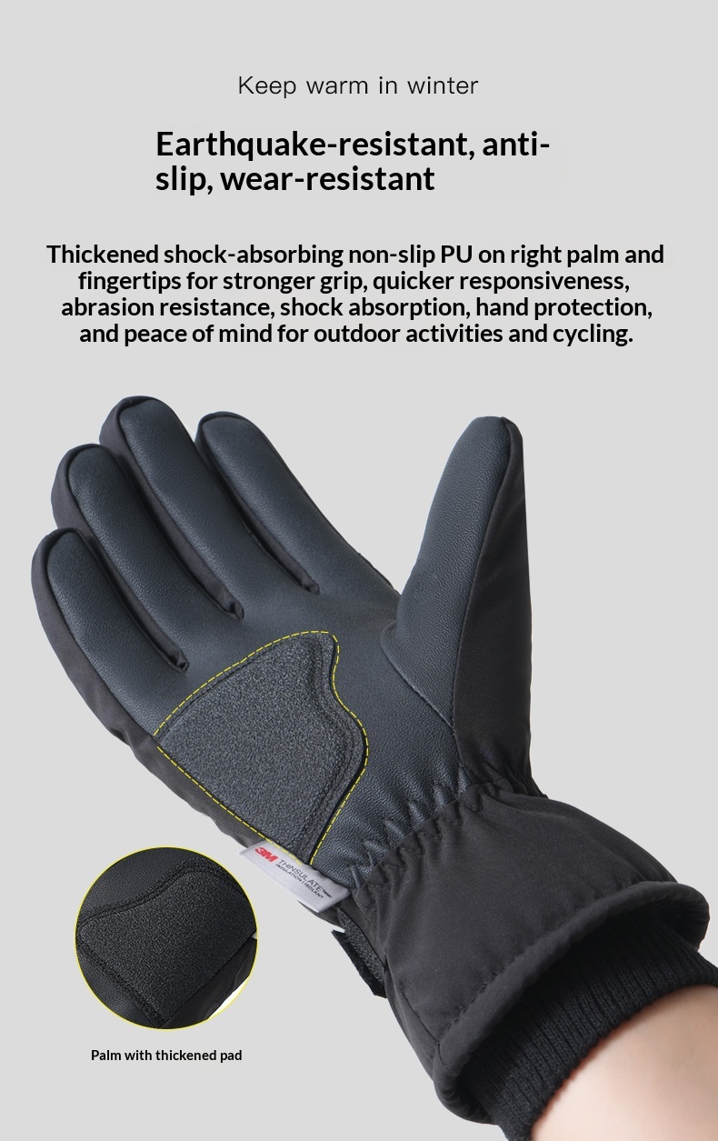 Guanti da sci invernali da uomo Q318 spessi, resistenti al freddo, antiscivolo, idrorepellenti, touchscreen, estesi, caldi_voghion.com