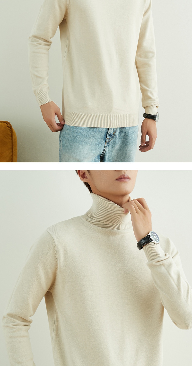 ragazzo Ragazzo Ragazzo Ragazzo 2025 Autunno Inverno Nuovo Uomo Dolcevita Spesso Casual Tinta Unita Maglia Base Maglione Largo Maglione_voghion.com