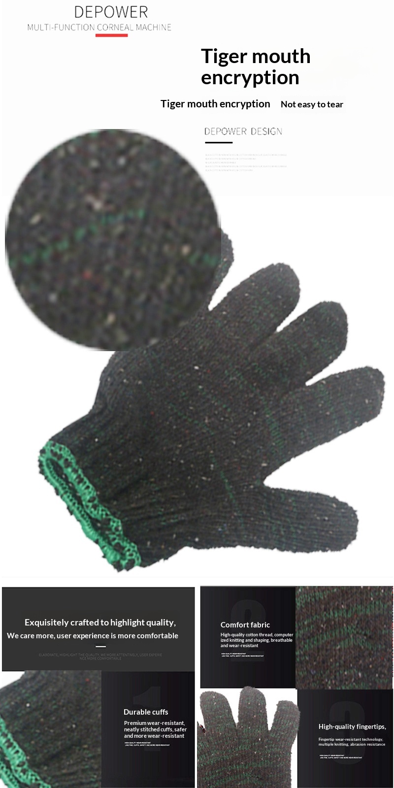 Guanti da lavoro in filato di cotone per uomo, taglia unica, resistenti e spessi, all'ingrosso, invernali_voghion.com