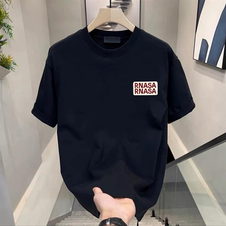 Maglietta estiva da uomo Boy 2025 in seta ghiacciata, manica corta, alla moda, casual, con scollo rotondo, motivo incrociato_voghion.com