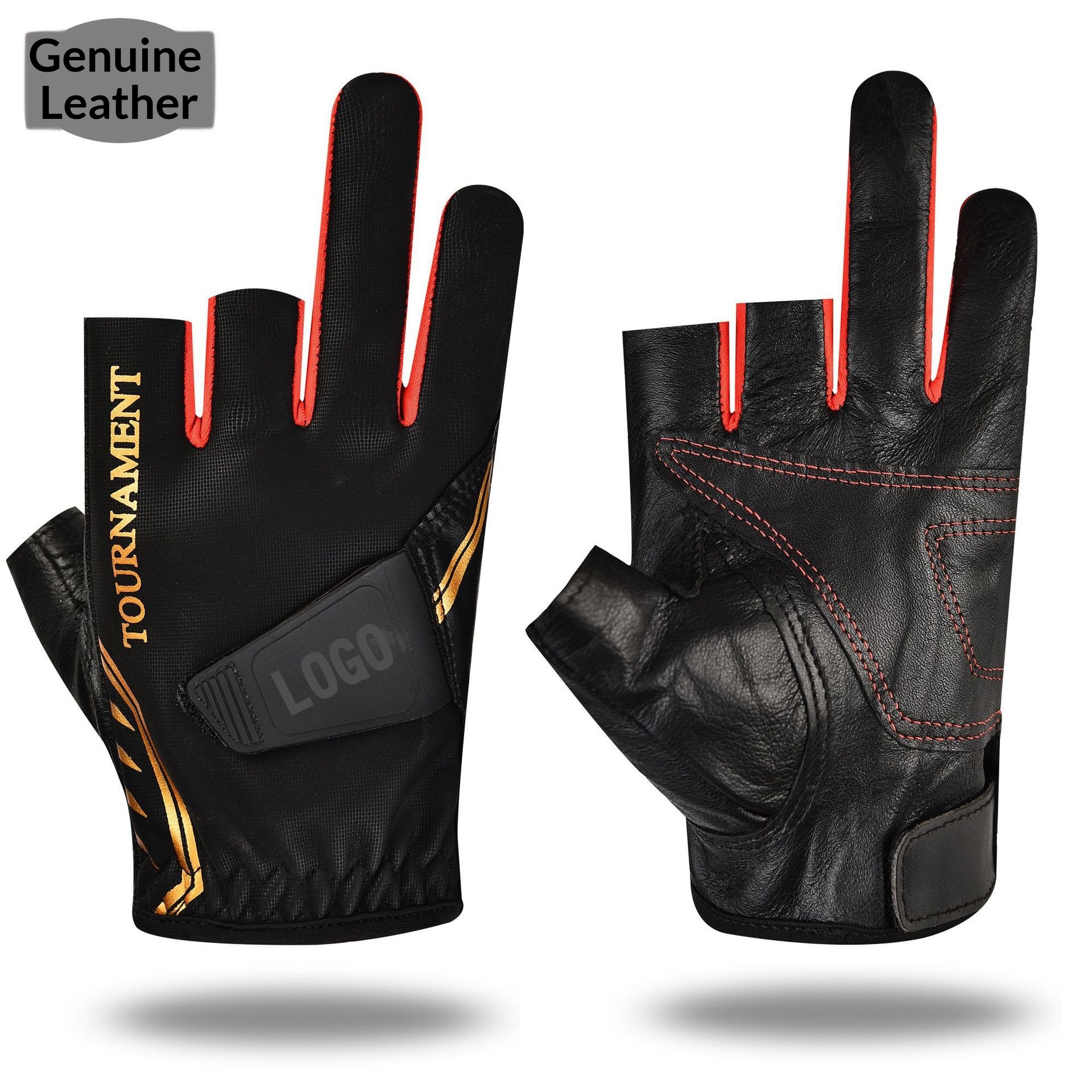 Herrenhandschuhe aus echtem Leder, warm, dreifingrig, wasserdicht, ideal zum Angeln, Fitness und für Outdoor-Aktivitäten._voghion.com