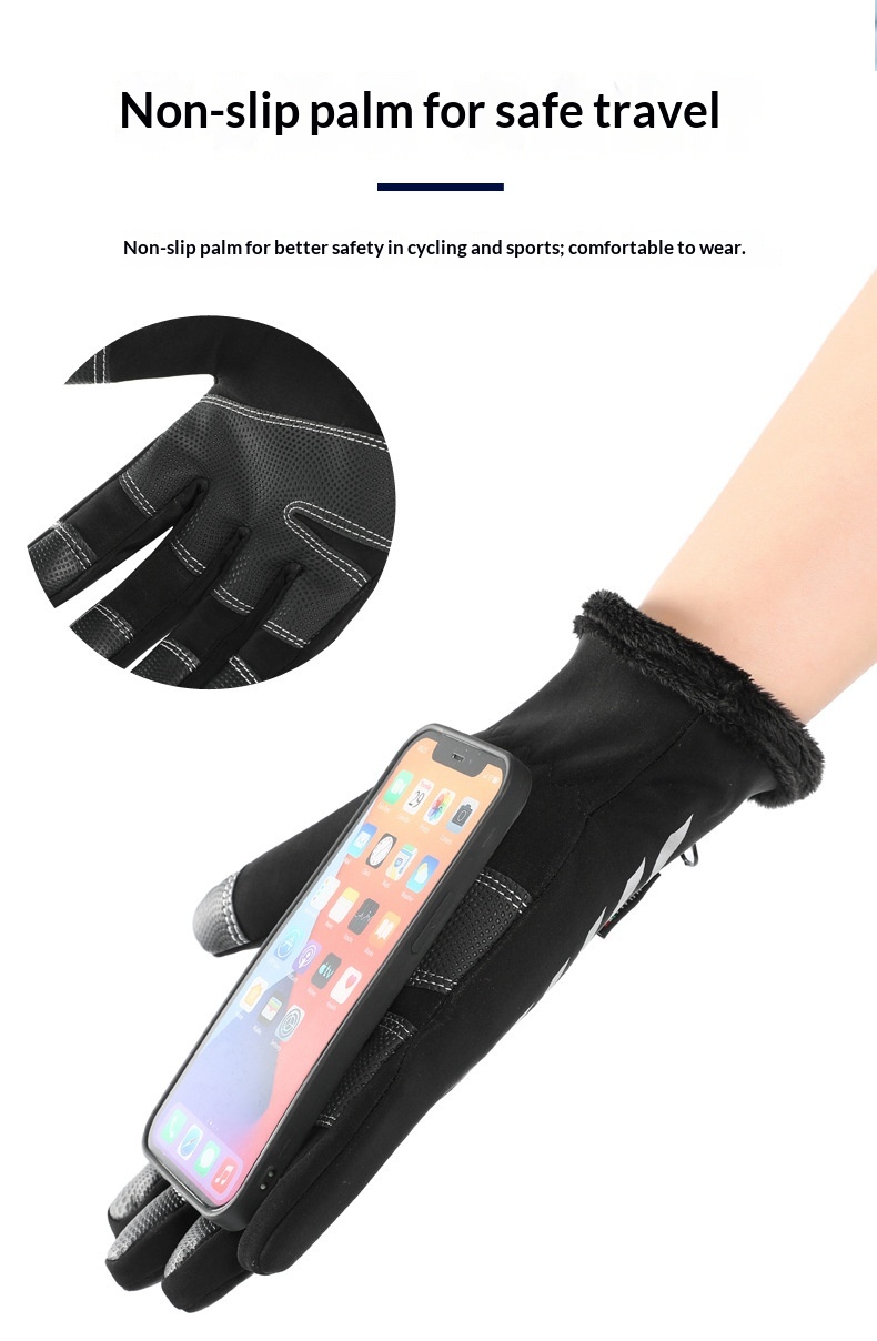 Herren-Handschuhe aus dickem Fleece, warm, winddicht, kalt und wasserdicht, ideal für Fahrer, Lieferfahrer und Radfahrer. Herbst/Winter_voghion.com