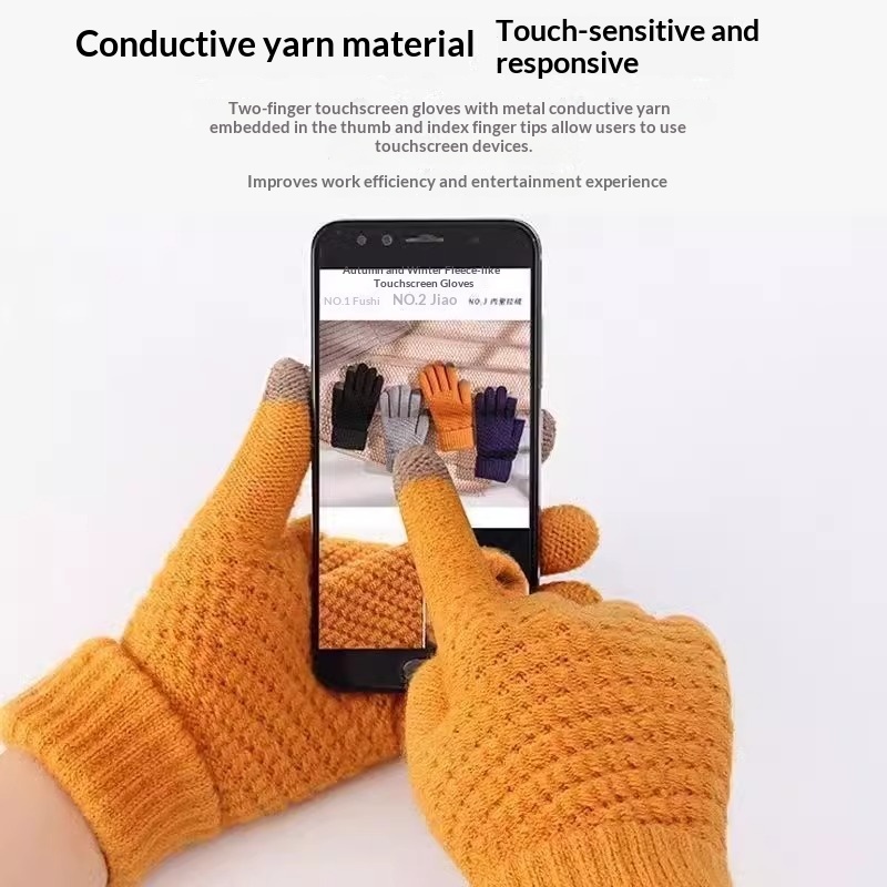 boy Boy Boy New Touchscreen For Men Women, Autumn And Winter, Fleece-Lined, Thickened, Warm, Cold-Proof, Outdoor Cycling Knitted_voghion.com