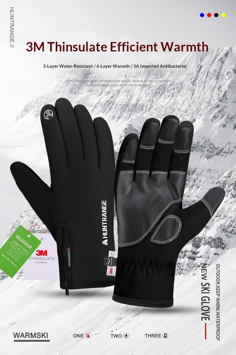 Boy Herren-Skihandschuhe, kältebeständig, Touchscreen-kompatibel, warm, 3M Thinsulate™-Fleece, antibakteriell, reflektierend, Nachtsicht_voghion.com