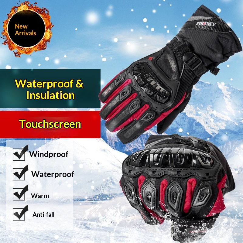 Boy Boy Supply Motorradhandschuhe, wasserdicht, warm, für den Winter, Motorradfahrer, sturzsicher, Offroad, dick, lang, für Herren_voghion.com