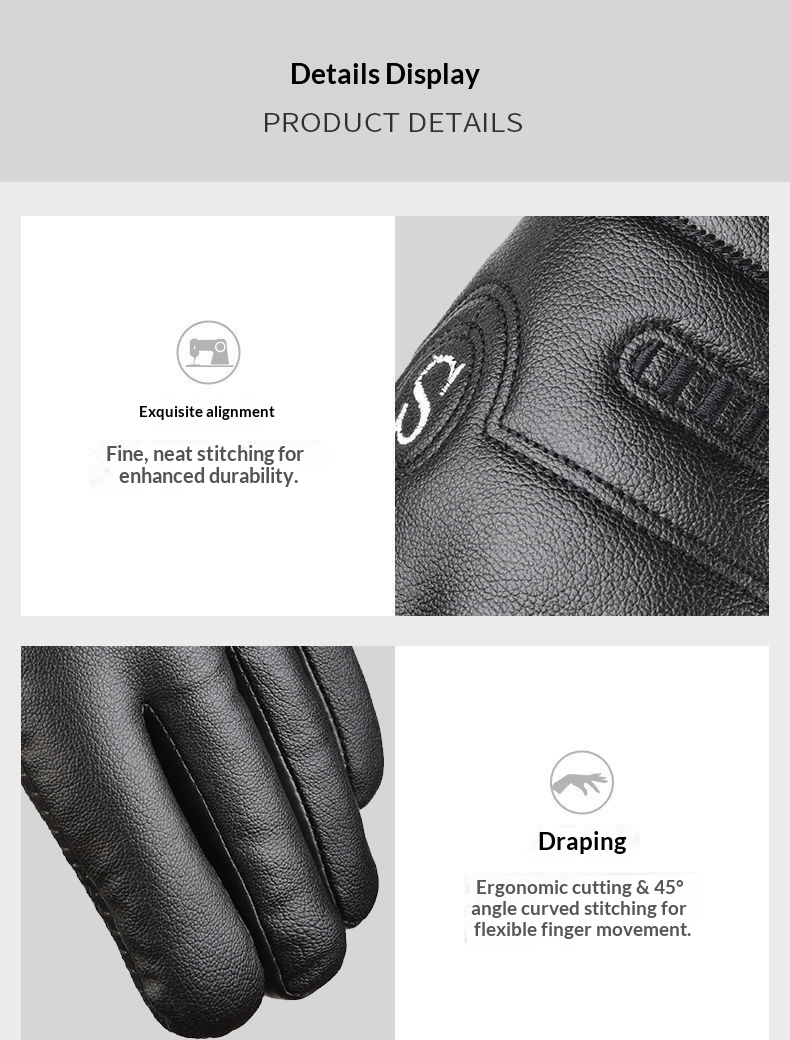 boy Boy Boy Cold-resistant To -40°Men's Winter Warm Waterproof Cold-Proof Thickened Motorcycle Riding PU Cotton Gloves_voghion.com