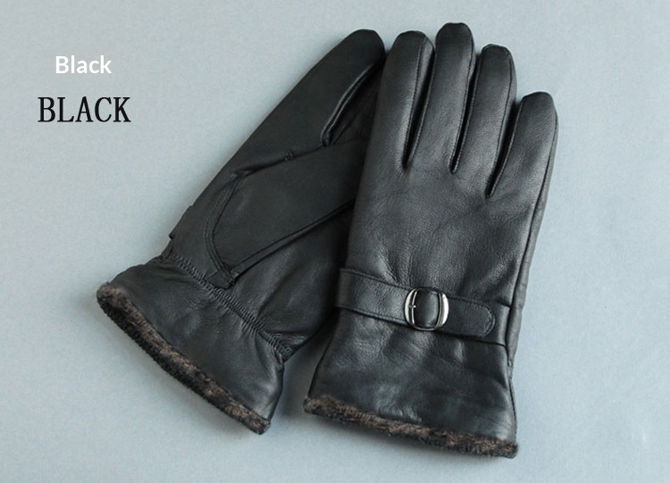 boy Boy Boy Genuine Leather Cowhide Winter Gloves Men Fingerless Driving Riding Fleece Lined Warm_voghion.com