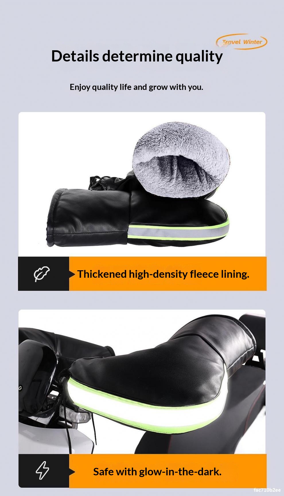 Gants de guidon d'hiver chauds et coupe-vent en coton épais pour motos électriques, pour hommes et femmes._voghion.com