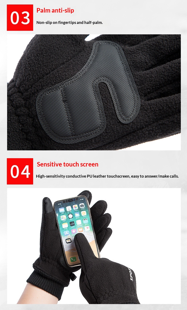 Jungen-Handschuhe, Herren, Polar-Fleece, Winter, Fleece-gefüttert, verdickt, winddicht, kältebeständig, für Outdoor-Aktivitäten wie Reiten und Sport, Touchscreen-kompatibel_voghion.com