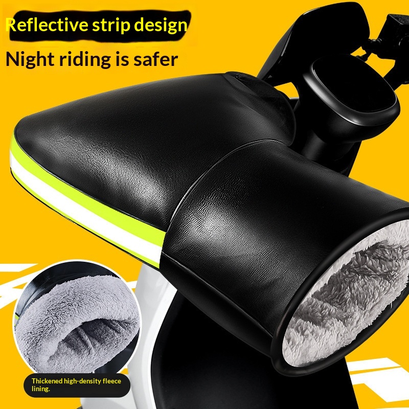 Gants de guidon d'hiver chauds et coupe-vent en coton épais pour motos électriques, pour hommes et femmes._voghion.com