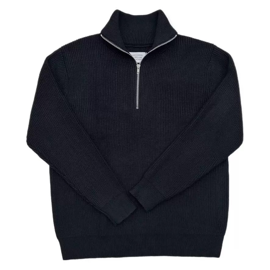 boy Boy Boy Square Neck Half-Zip Turtleneck Sweater Wool Blend Loose Lazy Style Knit Top Unisex_voghion.com
