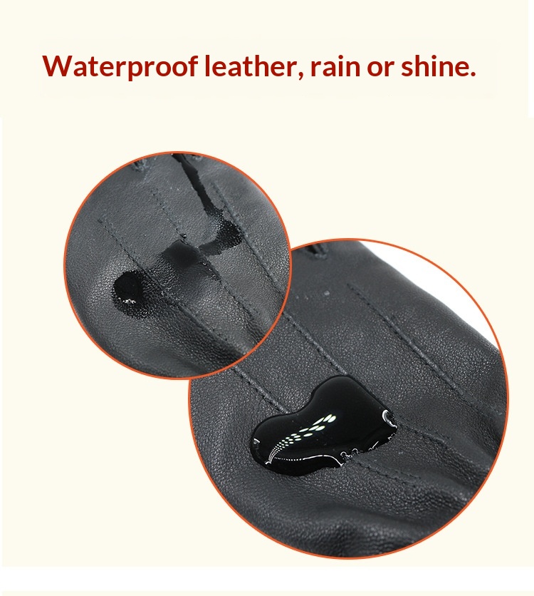 boy Boy Boy Cold Region Winter Men's School Uniform Leather Gloves With Fleece Lining, Warm Sheepskin Gloves, Black Genuine Leather,_voghion.com