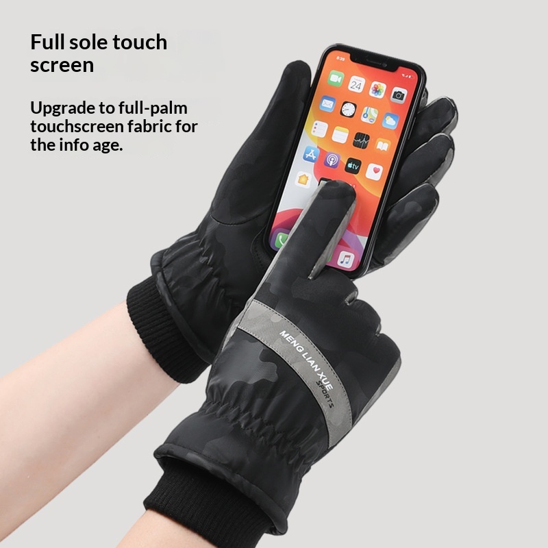 Boy Boy Herren-Baumwollhandschuhe, dick gefüttert mit Fleece, warm, winddicht, kältebeständig, Touchscreen-kompatibel, zum Reiten_voghion.com