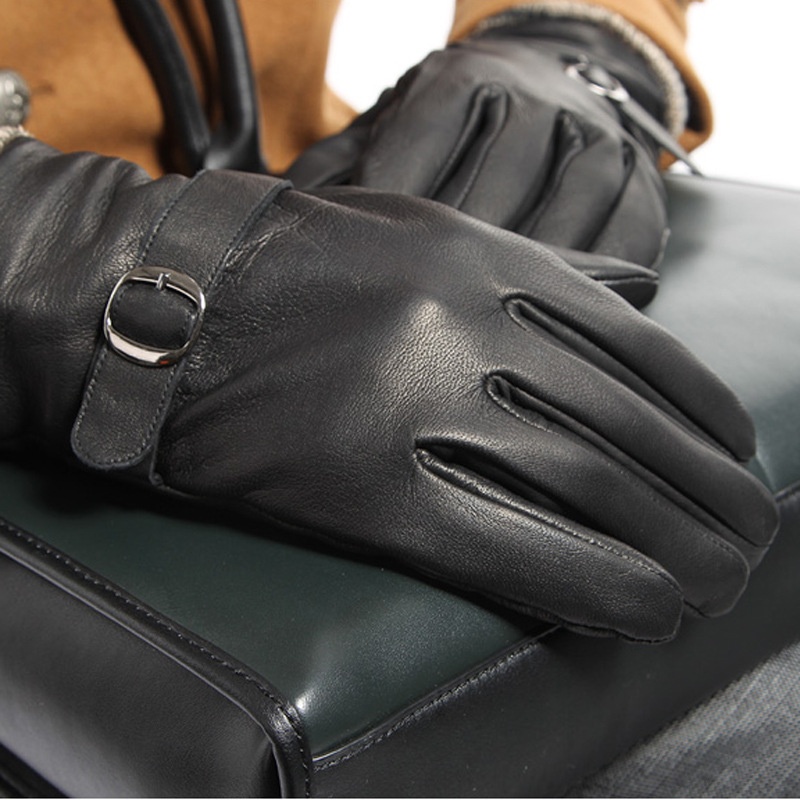 boy Boy Boy Genuine Leather Cowhide Winter Gloves Men Fingerless Driving Riding Fleece Lined Warm_voghion.com