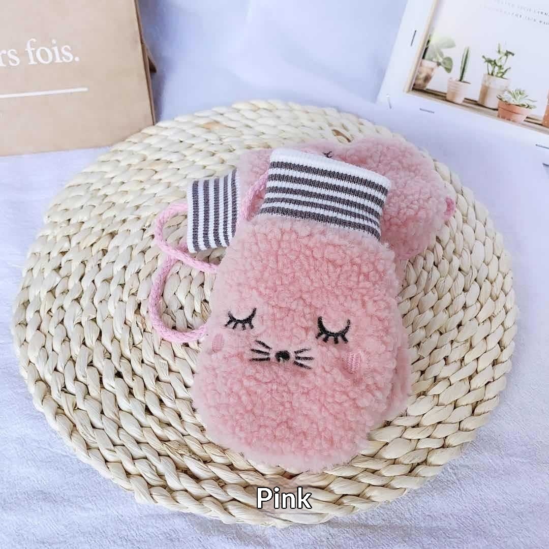 boy Boy Boy 2025 Children's Winter Warm Fleece Gloves With Lanyard Anti-Lost Cartoon Design Unisex Wholesale_voghion.com